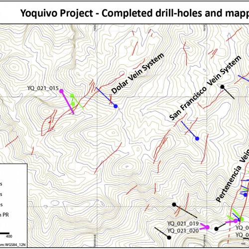 Yoquivo Phase 2 Drilling. holes 15-21, reported Mar. 3, 2022.